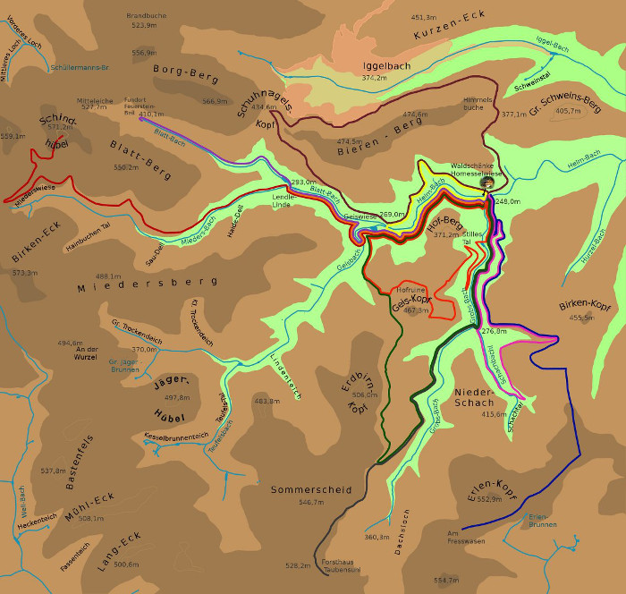 Karte zu den Wandervorschlägen
